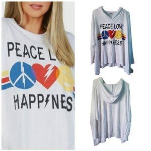 Lauren Moshi Wilma Hoodie Peace Love Happiness Elements
